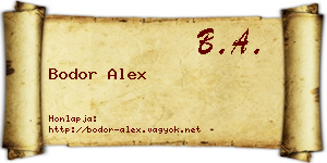 Bodor Alex névjegykártya